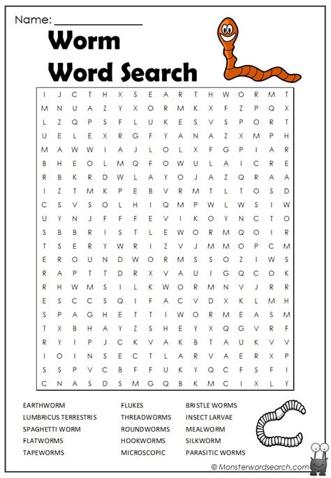 Worm Word Search Monster Word Search