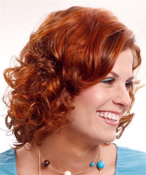 Medium Curly Formal Hairstyle Light Ginger Red Hair Color