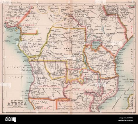 Colonial Equatorial Central Africa Congo Angola Bartholomew 1893
