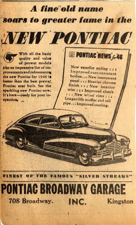 1946 Pontiac Vintage Newspaper Vintage Ads Used Car Lots 1950s Car