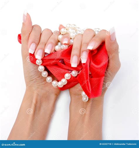 Hands Hold On A Pearls Stock Photo Image Of Love Join 6532718