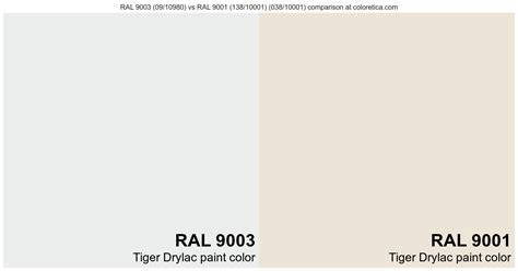 Tiger Drylac RAL 9003 Vs RAL 9001 138 10001 Color Side By Side