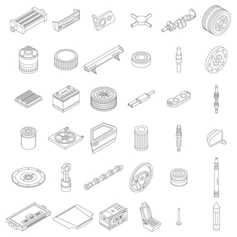 Car Parts Icons Set Vector Outline 12321825 Vector Art At Vecteezy