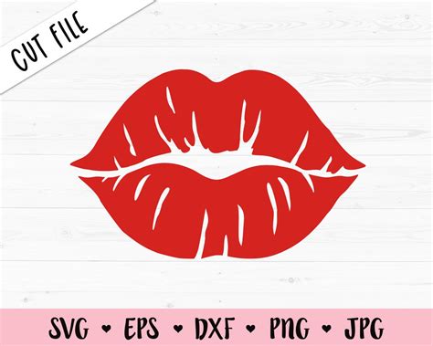 Kiss Svg Lips Print Cut File Lipstick Mark Female Red Lips Mouth Kissy