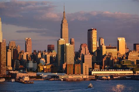Empire State Building And The Hudson River At Sunset Nyc Skyline