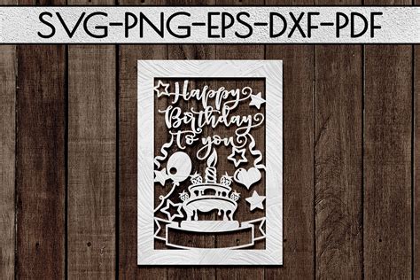 Customizable Happy Birthday Papercut Template Card Svg Pdf By Mulia