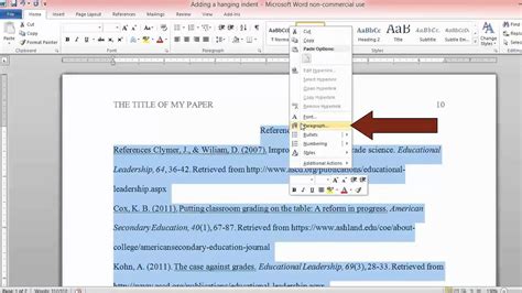 Adding A Hanging Indent In Word Youtube