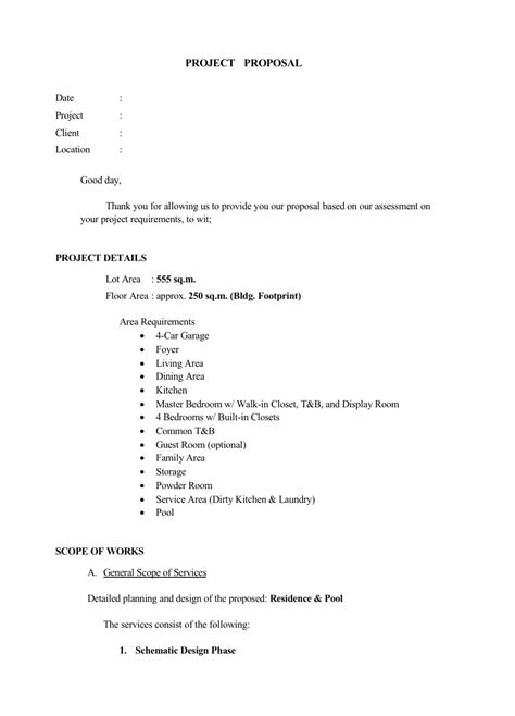 Simple Project Proposal Template Construction Documents And Templates