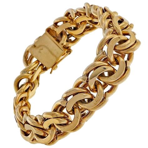 Heavy Solid Gold Double Spiral Link Charm Bracelet At 1stdibs
