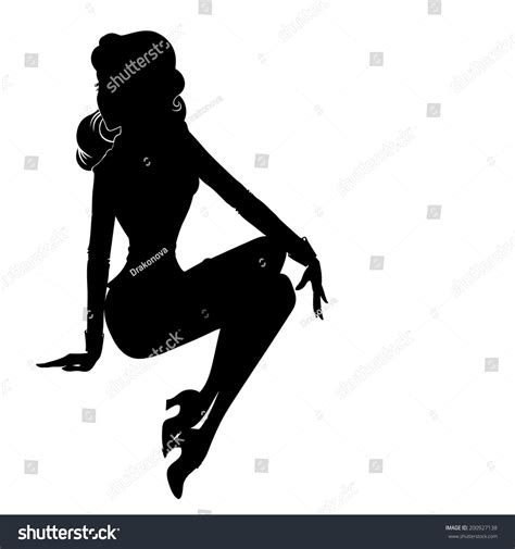 Vector Silhouette Of Sexy Pin Up Girl In Suite Royalty Free Stock Vector 200927138