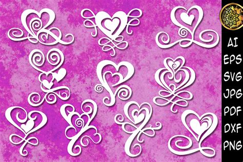 Valentine Swirl Heart Svg Clipart Silhouette Cutfiles By Mandala