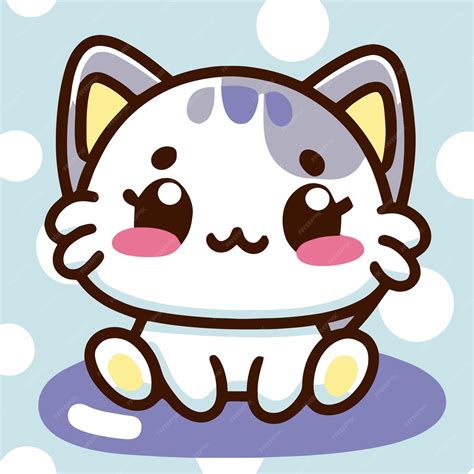 Cute Cat Illustration Cat Kawaii Chibi Vector Drawing Style Cat Cartoon