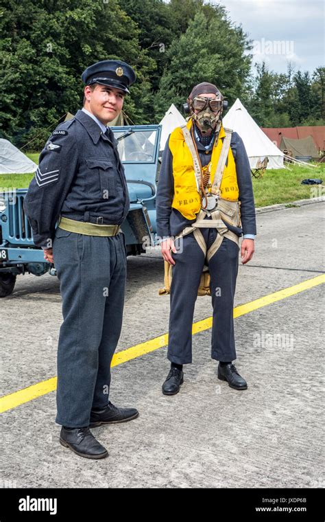 Re Enactors In World War Two Military Air Force Uniforms
