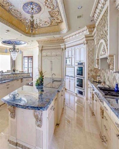 Blue Marble Countertops In French Style Kitchen Luxtribes • Instagram