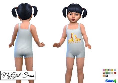 Nygirl Sims 4 Lace Trim Toddler Pajama Bodysuit Animals