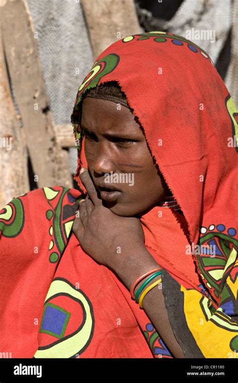 Ethiopia Afar Region Awash Saba Market Day Portrait Of Afar Tribe