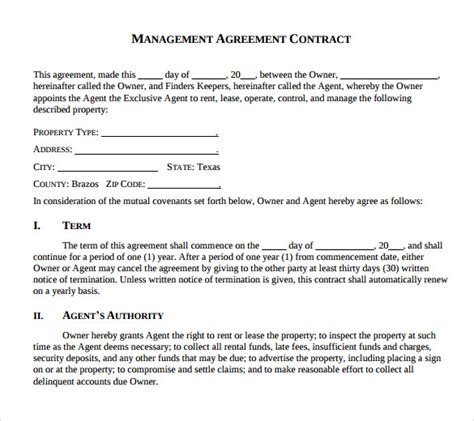Free 17 Sample Management Agreement Templates In Pdf Ms Word