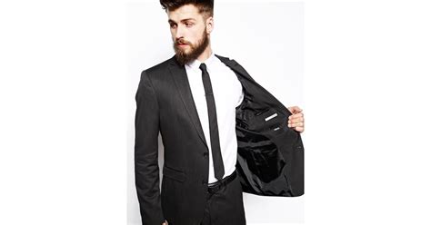 Choose from our classic fit, modern fit, slim fit or extreme slim fit suit styles. Lyst - Asos Slim Fit Suit Jacket In Fine Stripe in Black ...