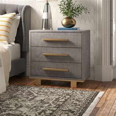 Joss And Main Dahle 3 Drawer Nightstand And Reviews Grey And Gold Bedroom
