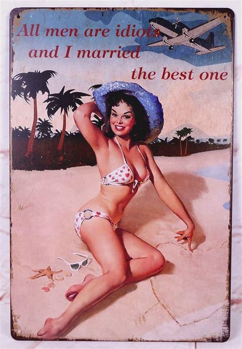 Bikini Metal Painting Vintage Look Tin Signs Bar Pub Home Garage Wall Decor Retro