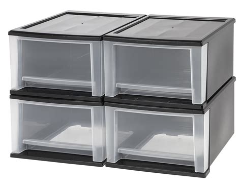 Iris Usa 17 Qt Plastic Stackable Storage Drawers Medium 4 Pack
