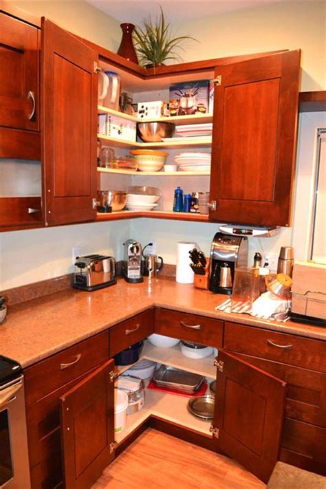 A corner kitchen cabinet with a. Fabulous Hacks to Utilize The Space of Corner Kitchen ...