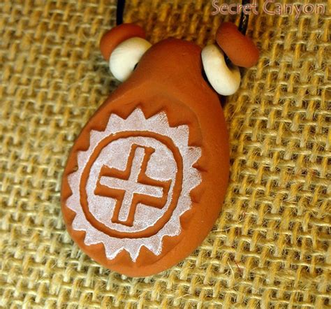Native American Chumash Sun Wheel Terracotta Clay Pendant Necklace