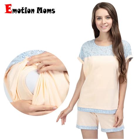 Emotion Moms Summer Maternity Nursing Sleepwear Set Breastfeeding