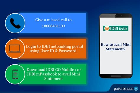 Idbi bank offers five types of idbi credit cards. IDBI Bank Mini Statement - Compare & Apply Loans & Credit Cards in India- Paisabazaar.com