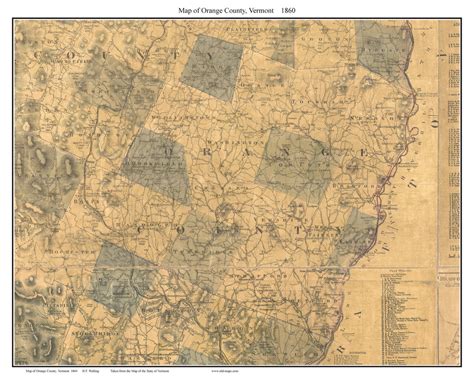 Orange County Vermont 1860 Old Map Custom Print Hf Walling Old Maps