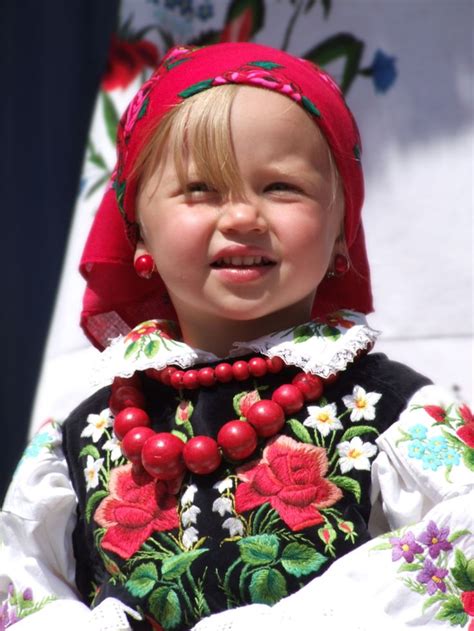 Cute Little Polish Girl Dressed In Łowiczanka Folk Costume Łowicz Is A