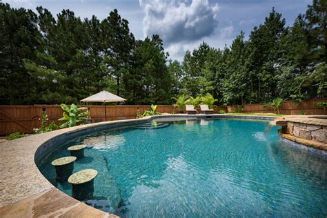 Freeform Pool With Custom In Pool Seating Georgia Pools Peachtree