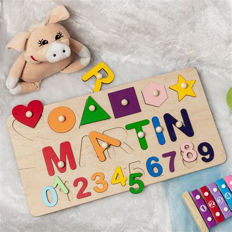 Personalized Baby Puzzle Name Puzzle With Pegs Busy Puzzle Etsy