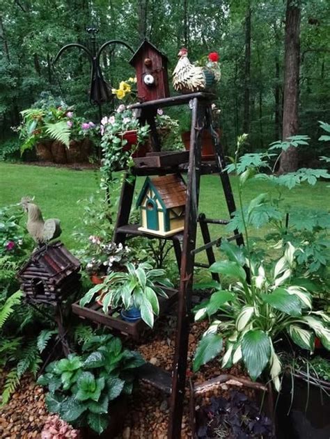 Rustic Farmhouse Diy Garden Decoration With Old Wooden Ladders My