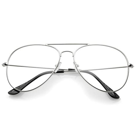 Retro Metal Aviator Sunglasses With Clear Lens Glasses Zerouv