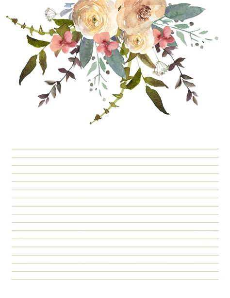 Floral Stationary For Wedding Writing Paper Printables 316