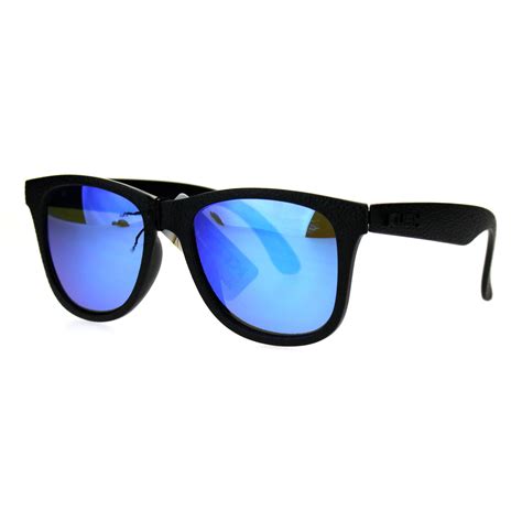 Sa106 Mens Black Plastic Reflective Color Mirror Kush Horned Rim Hipster Sunglasses Blue