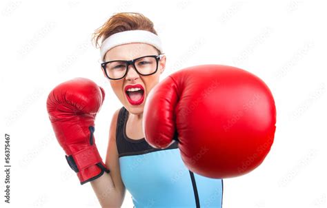 Boxer Fitness Woman Boxing Wearing Boxing Gloves Foto De Stock
