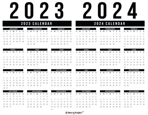 2 Year Printable Calendar 2023 And 2024 Calendar 2024 Printable