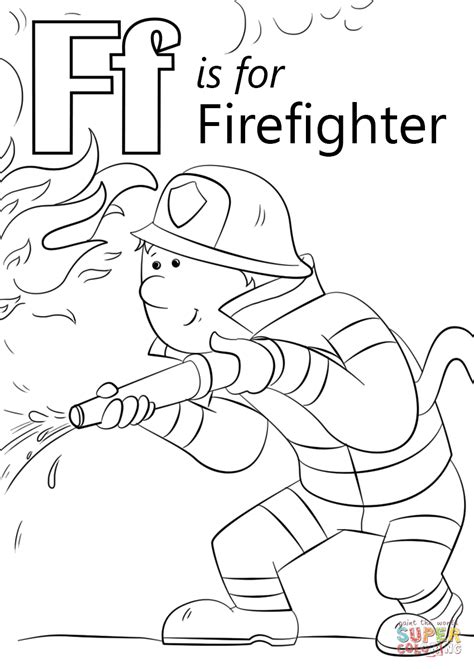 More 100 coloring pages from interesting coloring pages category. Letter F is for Firefighter coloring page | Free Printable ...