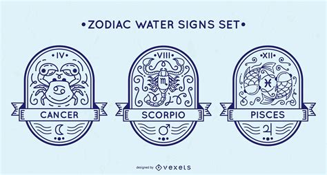 Zodiac Water Signs Set Vector Download