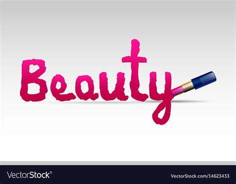 Word Beauty With A Lipstick Royalty Free Vector Image