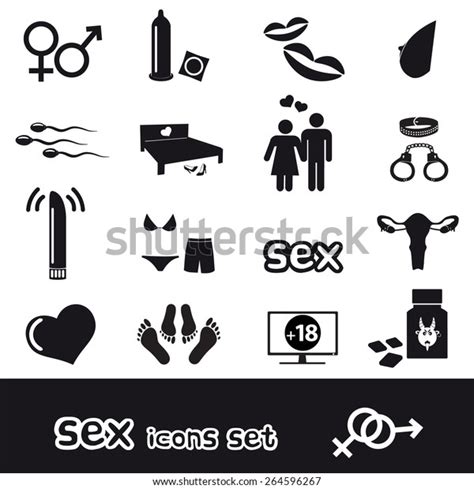 Sex Theme Simple Black Icons Set Stock Vector Royalty Free 264596267 Shutterstock