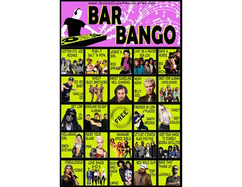 Bar Bango - 30 Cards - Playlist Bingo- Music Bingo - Drinking game