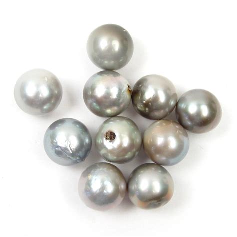 10 Pcs Undrilled 12 13mm Loose Silver Gray Round Tahitian Pearls Ebay