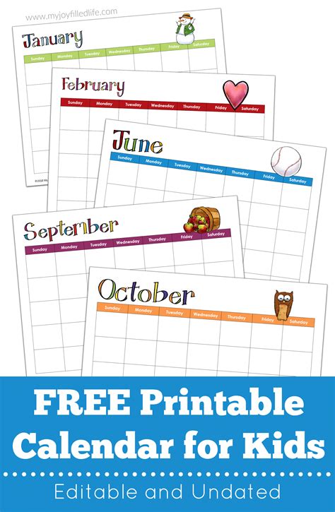 Free Printable Calendar For Kids Editable And Undated Kids Calendar