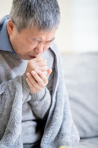 Asian Elderly Sick Man Cough Stock Photo Download Image Now 60 69