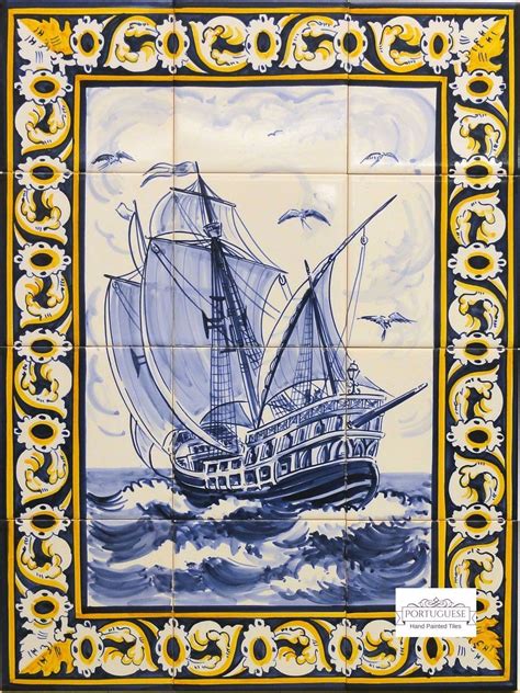 Decorative Hand Painted Ceramic Tiles Portuguese Mural Backsplash