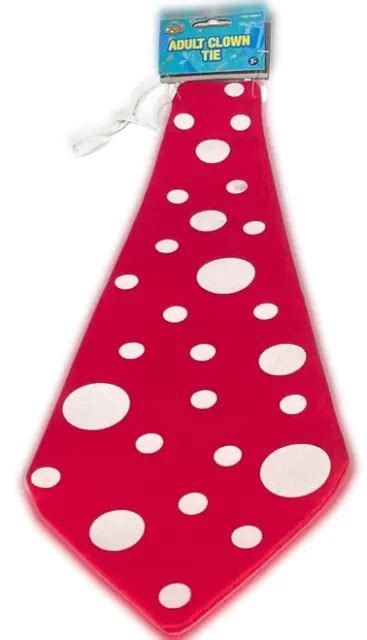 18and Big Red Jumbo Clown Long Neck Tie White Polka Dots Funny Joke Adult