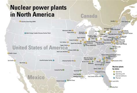 Map Of Nuclear Power Plants In North America